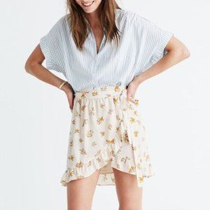 Madewell Silk Meadow Mini Floral Wrap Skirt